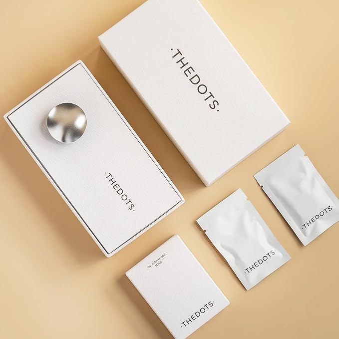 THEDOTS Silver Car Vent Clip Air Freshener, Reusable Car Scent Diffuser, Car Accessories, Frosted Ebony Scent