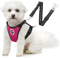 SlowTon Dog Seat Belt Harness for Car, Dog Car Harness Adjustable Mesh Breathable & Dog Seatbelt Safety Tether with Elastic Bungee for Small Medium Large Pets(Fuchsia, Double Clip, S)