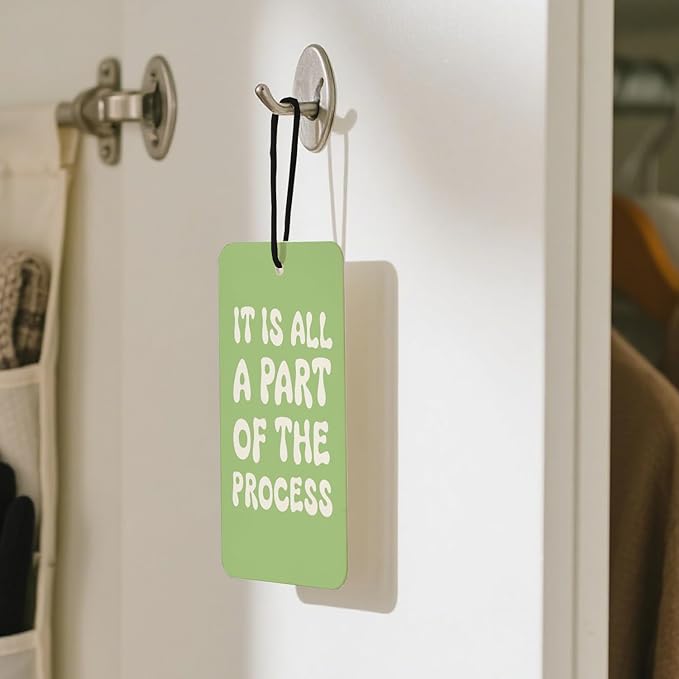 Green Aesthetic Car Air Fresheners - Inspirational Quotes & Floral Designs, Natural Non Toxic Air Freshener, 4 - Pack Ideal Decor & Gift for Positivity Seekers, for Car, Closet & Home