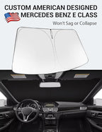 Proadsy 2026 Upgrade Windshield Sun Shade Custom Fit 2010-2016 E Class Foldable Front Sunshade Protector Sun Visor Blocks UV Rays Keep Car Cooler