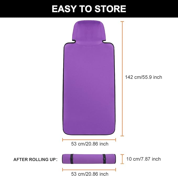 INFANZIA Premium Waterproof Seat Cover Towel Protector Neoprene Universal Fit, Upgraded 100% Washable & Removable Non-Slip Sweat Carseat Towel Covers, Perfect for Gym/Yoga/Workout（Purple,2PCS
