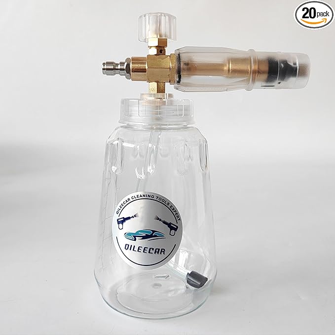 Foam Cannon, Pressure Washer Gun with 1/4 Inch Quick Connect, Fully Transparent Body Design, Adjustable Nozzle, Fits Most Power Washing Accessories, 1 Liter, Pressure 1450psi-5000psi