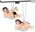 Personalized Valentine's Day Car Air Freshener with Pictures, I Love You, Drive Safe, Fun Couple Gift, Hanging 2Pack