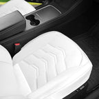2PCS Car Seat Cover Nappa Leather Front for Tesla Model Y&3 2020-2024 Car Seat Bottom Protector, Original White Color Heavy Duty Seat Cushion Protector Without Backrest (White)