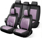 Car Seat Covers Full Set Fit for Toyota Avalon 2001-2022, Premium Faux Leather Car Seat Protector,Breathable Anti-Slip Full Wrapping Edge Seat Covers(Black&Purple,Full Set)