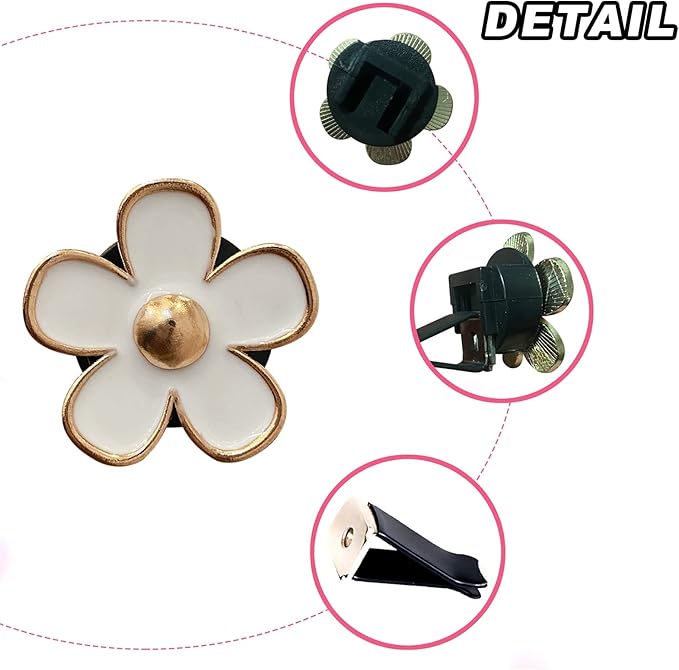 4 Pcs Metal Daisy Air Vent Clips Flower Car Air Freshener Clip Air Conditioning Outlet Clip Bling Charm Car Inter Decor Accessories for Girls Women
