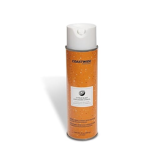 Coastwide Professional Citrus Blast Dry Air Freshener, 10 oz Cans, 6/Carton — Long‑Lasting Commercial Deodorizing Spray for Offices, Restrooms & Breakrooms