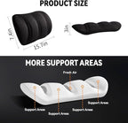 Lumbar Support Pillow for Office Chair & Car,Back Support for Office Chair,Adjustable Straps Securely Fixed Seat (Black)