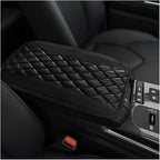 Car Center Console Cushion Pad, 12.6 × 7.48 Inches Waterproof Car Armrest Seat Box Cover, PU Leather Armrest Cover Protector for Most Vehicle, Universal Car Interior Accessories (Black)