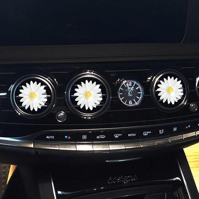 3 Pcs White Cute Daisies Car Clip, Flowers Car Charm Air Vent Accessories Cute Automotive Interior Trim Decorations Gift for Girls & Women Car Interior Accessories,Automotive Air Fresheners