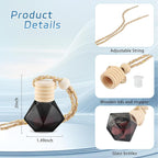 24 Pcs Black Car Hanging Air Fresheners Empty Glass Diffuser Bottles Pendant Perfume Bottle For Essential Oil Fragrance Aromatherapy Auto Interior Ornaments Decor (Diamond-Black)