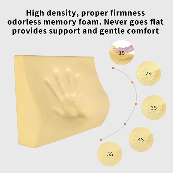 Memory Foam Lumbar Support Pillow for Car - Lower Back Support Cushion for Driving, Back Pain Relief for Car Seat, Office Chair, Wheelchair (Gray)