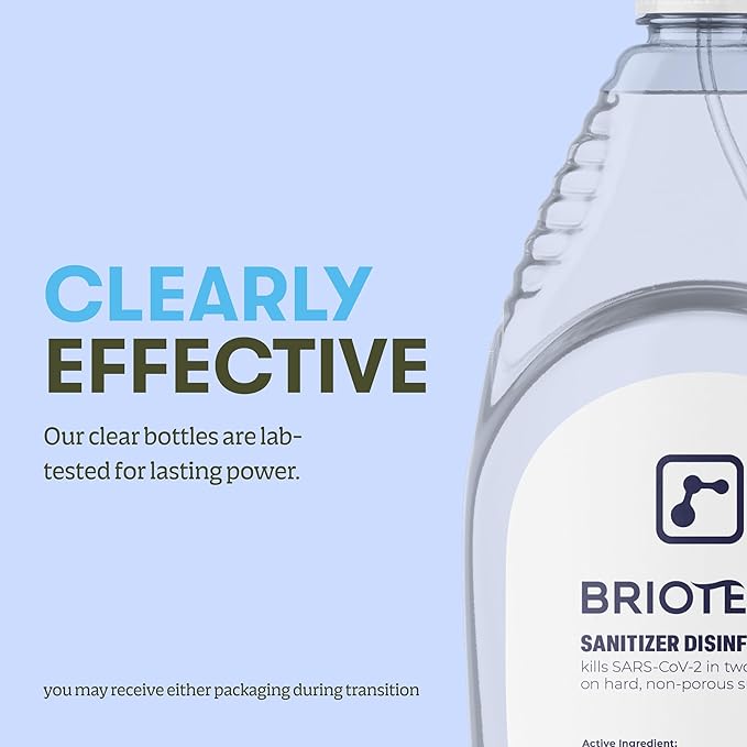 BRIOTECH Sanitizer Disinfectant Hypochlorous Spray, Kill 99.99% of Viruses & Bacteria, Control Mold, Eliminate Odor, Gentle for Nursery & Play Rooms, Food Contact Surface Sanitizer, 8.5 fl oz