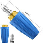 4000 PSI Blue Turbo Nozzle Pressure Washer Pressure Washer Tips 1/4" Quick Connect with 7 Power Washer Nozzle Tips Kit Multiple Degrees (0, 15, 25, 40, 65, Rinse1, Soap2) for Car Concrete Brick