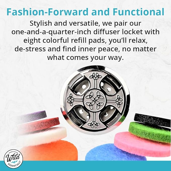 Wild Essentials Happy Frog Essential Oil Car Vent Diffuser Kit with Lavender, Lemongrass, Peppermint, Orange Oils, Stainless Steel Locket Pendant, 8 Refill Pads, Customizable Color Changing Air Fresh