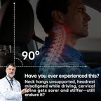 Car Neck Pillow, headrest, Cushion. Three-Point fit to the Neck Curve, Stable Support for the Cervical Spine, relieves Neck Soreness. Perforated PU Leather with high Breathability, Durable 1P（Black）