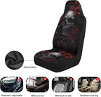 ELEQIN Gothic Raven Skull Car Seat Covers Two Front Only for Car, Automotive Interior Covers, Quick Setup Universal Fit Seat Covers for Car, Truck, SUV