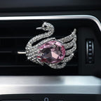 HungMieh 1PCS Bling Car Accessories for Women, Rhinestone Car Décor Interior, Car Charm Air Vent Clip with Pads for Fragrance (Swan Pink)