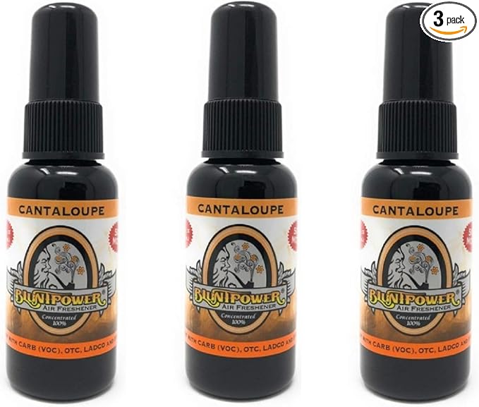 BluntPower (Cantaloupe, 3 Pack) Concentrated Air Freshener - Premium Oil Based Air Freshener Spray For Home and Car - Long-Lasting Bathroom Spray, Car Freshener, & Odor Eliminator Spray