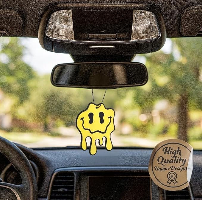 Fresh Fresheners Cute Funny Car Air Fresheners 4 Pack Scented With Premium Oils (Smiley)