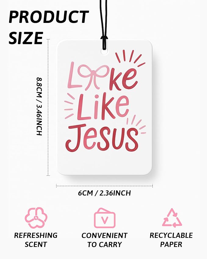 Pastel Christian Car Air Freshener 4 Pcs Coconut Scented, Faith Based Girly Car Accessories Mirror Decor for Women, Religious Bible Verse Hanging Air Freshener for Cars Closet Drawer Books