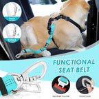 Lukovee Dog Seat Belt for Car, Adjustable Dog Car Harness for Large Medium Small Dogs, Soft Padded & Breathable Mesh Dog Seatbelt with Car Strap and Carabiner (Light Blue,M)