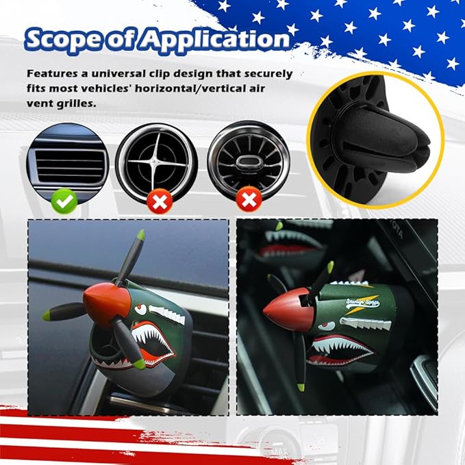 2026 New P-40 Warhawk Car Air Freshener,P-40 Fighter Car Vent Clips with Spinning Propeller for Reducing Odors,Universal Air Vent Decorations for Cars as Gift for Men & Pilots (P-40 Fighter Plane)