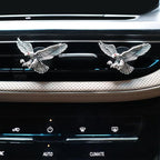 Vintage Eagle Car Air Freshener Vent Clips,2pcs Alloy Silver Hawk Vent Clips Car Accessories for Men,Refillable Diffuser with Felt Mads