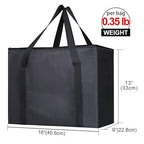 Bodaon 1-Pack Insulated Reusable Grocery Shopping Bags, X-Large Picnic Cooler Bag with Zipper Zippered Top Cold, Insulated Food/Pizza Delivery Bag (Black)