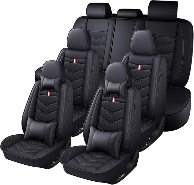Car Seat Cover 7 Seats for Toyota Highlander 2001-2025, Waterproof Durable Premium Leather Car Seat Protector, Comfortable Anti-Slip Stylish Sport Seat Cover(7 Seats Luxury,Black)