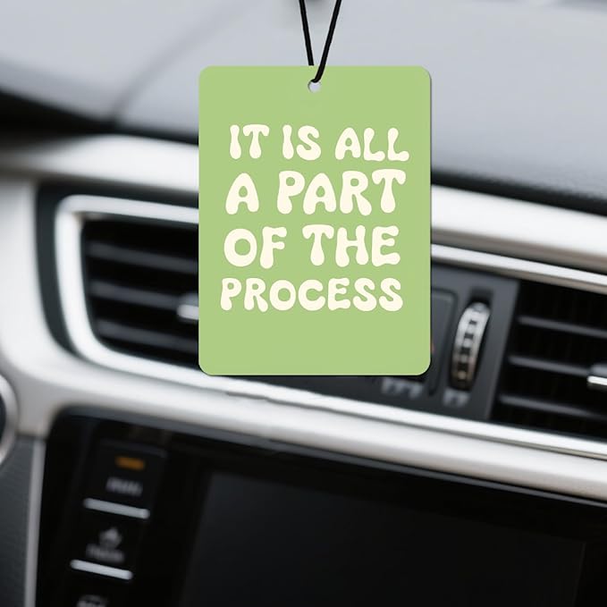 Green Aesthetic Car Air Fresheners - Inspirational Quotes & Floral Designs, Natural Non Toxic Air Freshener, 4 - Pack Ideal Decor & Gift for Positivity Seekers, for Car, Closet & Home