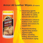 Armor All Interior Cleaner Wipes | For Leather | 20 Count | Pack of 2 | For Vehicles