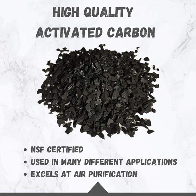 4x8 Activated Carbon (Virgin Coconut Shell), Bulk Charcoal for Gas, Air Purification, Odor Removal, Deodorizer Vapor Phase Applications - Resealable 1 Pound Bag (455 grams)