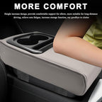 Car Center Console Armrest Pillow, 14"×8.3" Waterproof Leather Armrest Box Cover with Cup and Phone Holder, Soft Memory Foam Arm Rest Console Pad Protector for SUV Truck (Gray, Glossy)