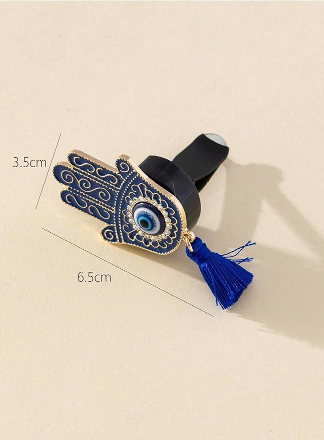 Hamsa Hand Evil Eye Car Vent Clip – Spiritual Protection Lucky Charm, Air Vent Decor, Blessing Ornament, Ojo Turco Car Accessory