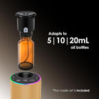 Waterless Essential Oil Diffuser with 8 Color LED Night Light, 3 Mist Levels & Timers, Portable Rechargeable Aromatherapy Diffuser for Home Car Room Studio Office, Black Metal (Gold)