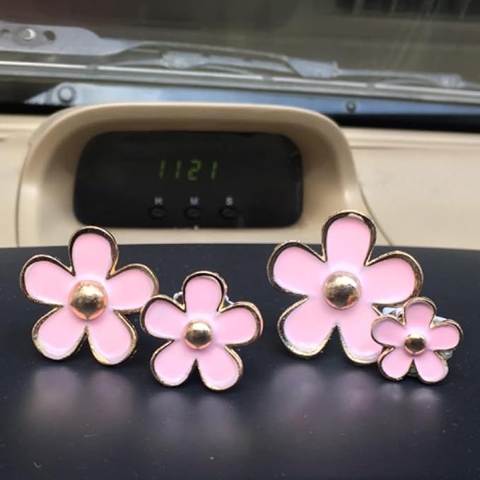 4 Pcs Metal Daisy Air Vent Clips Flower Car Air Freshener Clip Air Conditioning Outlet Clip Bling Charm Car Inter Decor Accessories for Girls Women