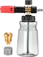 Foam Cannon for Pressure Washer, 1L Thick Foam Lance Soap Dispenser for Car Washing with Adjustable Thick Foam with 1/4 Inch Quick Connector, Foaming Mesh, Stainless Steel Nozzle