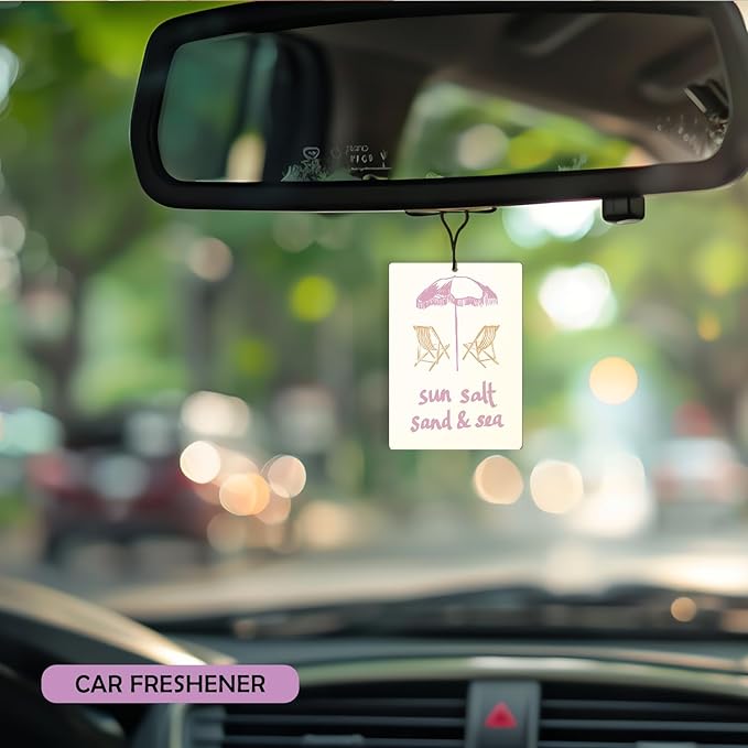 Pink Coastal Beach Lavender Car Air Freshener 3 Pcs, Preppy Beachy Seashell Conch Palm Tree Cars Scents Air Freshener for Women Girls, Ocean Beach Car Accessories Interior Mirror Decor Hanging