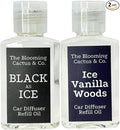 1 OZ Premium Car Diffuser Refill Oil – 2 Pack Long Lasting Fragrance Oil for Car, Home & Office | Compatible with Most Diffusers |Fresh, Pleasant Scent for Every Space (Black Ice + Iced Vanilla Woods)