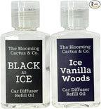 1 OZ Premium Car Diffuser Refill Oil – 2 Pack Long Lasting Fragrance Oil for Car, Home & Office | Compatible with Most Diffusers |Fresh, Pleasant Scent for Every Space (Black Ice + Iced Vanilla Woods)