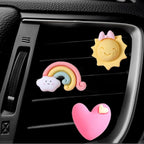 ZOSTLAND 5Pcs Lovely Couple Auto Decorations,Rainbow Car Vent Clip Ornaments,Pink Heart Auto Interior Decoration,Sun Car Air Fresheners Vent Clip,Cute Couple Car Interior Accessories(Kiss Lover Blue)