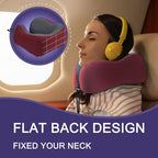 napfun Neck Pillow for Traveling, Upgraded Travel Neck Pillow for Airplane 100% Pure Memory Foam Travel Pillow for Flight Headrest Sleep, Portable Plane Accessories, Burgundy Striped Kit