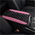 Car Center Console Cushion Pad, PU Leather Waterproof Auto Armrest Box Cover Protector, Comfortable Armrest Seat Box Cover Mat, Universal Car Accessories for SUV Truck (Pink)