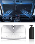 Foldable Windshield Sun Shade Umbrella Reflective Car Window Cover with Bendable Handle, Heat Blocker for SUV, Truck, Sedan Ideal Gifts for Men & Women