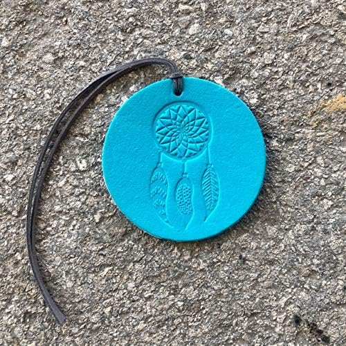 Air Flair | Leather Car Air Freshener | Dream Catcher (Turquoise, Butt Naked Scent)