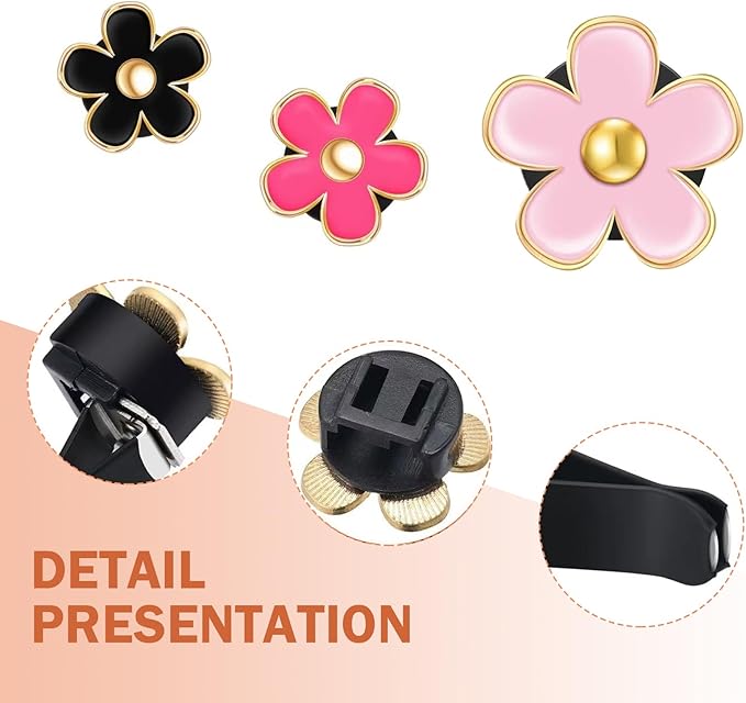 6PCS Car Air Vent Clip, Cute Daisy Air Conditioning Outlet Clip, Car Flower Air Freshener Clip, Auto Interior Decor Accessories for Women and Girls (Rose red-Pink-Black, 6PCS)