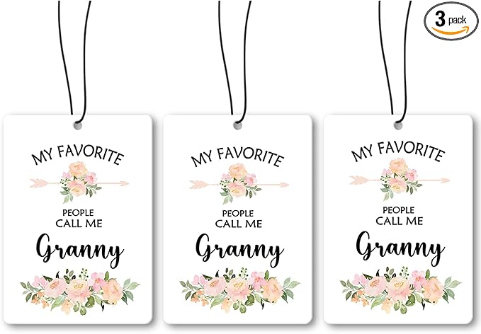 Granny Grandma Gifts Car Air Freshener Hanging 3 Pack, My Favorite People Call Me Car Accessories Gifts for Grandma Christmas Women,Rustic Floral Scent Card Lavender for Closet Bathroom Decor