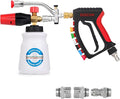 DUSICHIN Pressure Washer Gun Swivel Joint 4000 PSI Snow Foam Cannon Dual-Ended Shift Valve 7 Nozzles, Foam Lance Kit Dual Connector 7 Pressure Washer Tip holders 3/8“ Fitting M22-14 M22-15 DUS2913