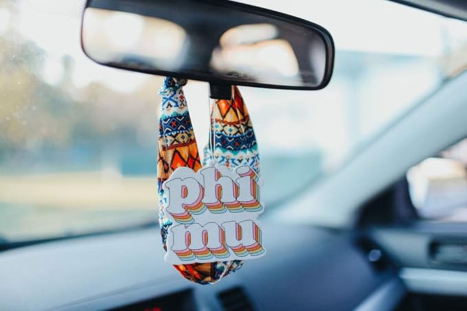 Sorority Shop PM Retro Air Freshener - Phi Mu Bubblegum Scented Air Freshener – Sorority Retro Design Air Freshener for Car or Dorm– Sorority Gift, Charm Paraphernalia